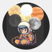 Cute Astronaut and Planets Sticker (Voorkant)