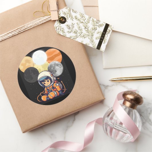 Cute Astronaut and Planets Sticker (Geschenken)