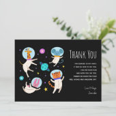 Cute Astronaut Animals die in de ruimte drijven Da Bedankkaart (Staand voorkant)