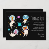 Cute Astronaut Animals die in de ruimte drijven Da Bedankkaart (Voorkant / Achterkant)