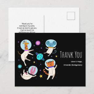 Cute Astronaut Animals die in de ruimte drijven Da Briefkaart