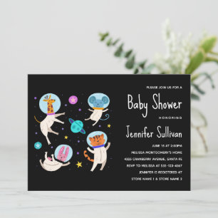 Cute Astronaut Animals in Space Baby shower Kaart
