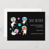 Cute Astronaut Animals in Space Save the Date Uitnodiging Briefkaart (Voorkant / Achterkant)