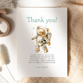 Cute Astronaut Bear Baby Shower Thank You Card Kaart
