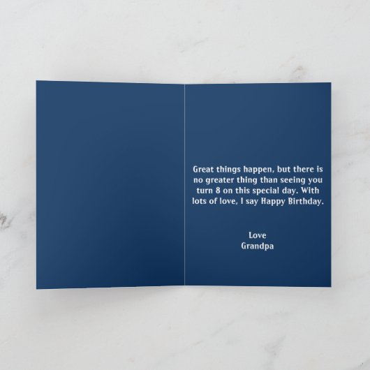 Cute Astronaut Blue Black Galaxy 8th Birthday Kaart (Binnen)