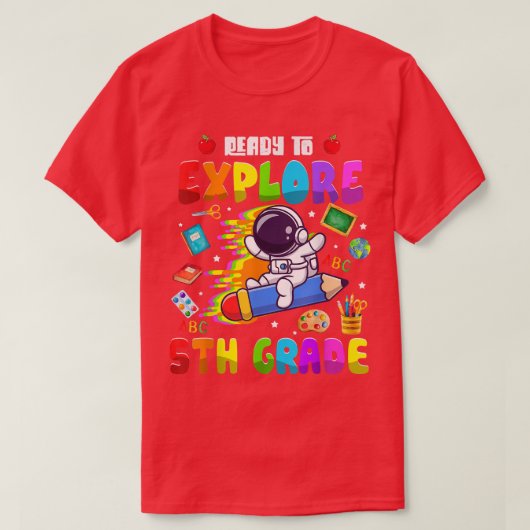 Cute Astronaut Boys Girls Ready to Exken 5th Gra T-shirt (Design voorkant)