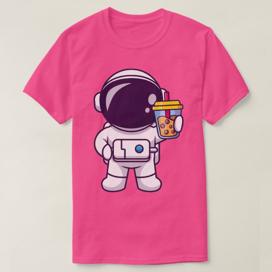 Cute Astronaut Bubble Tea in Space T-shirt (Design voorkant)