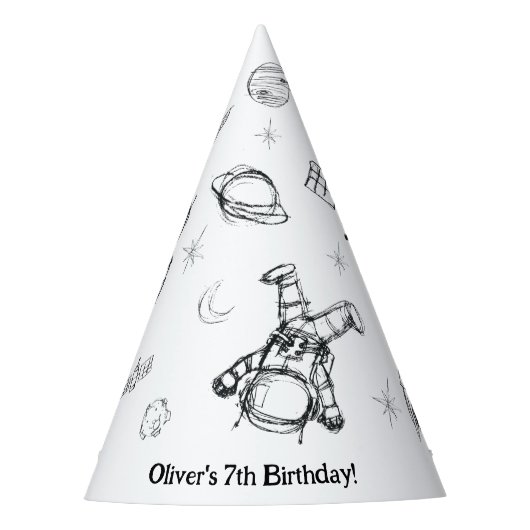 Cute Astronaut Buitengheids Thema Kinderen van 12 Feesthoedjes (Voorkant)