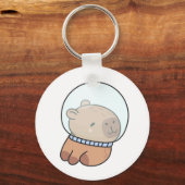 Cute Astronaut Capybara in Space Helmet Kawaii Sleutelhanger (Voorkant)