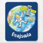 Cute astronaut cartoon ruimteaarde muismat (Voorkant)