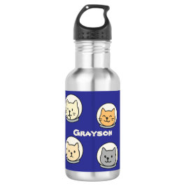 Cute Astronaut Cat Bottle With Name Waterfles
