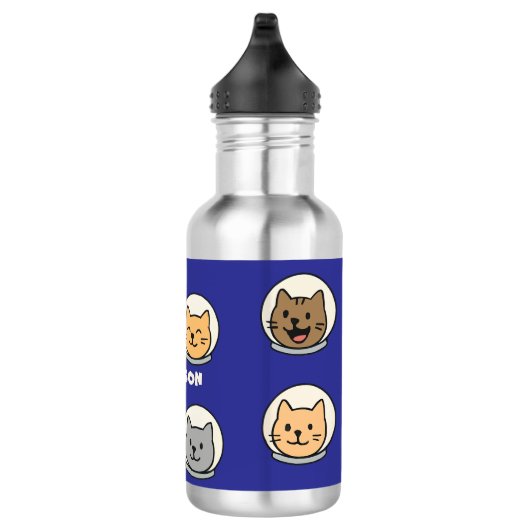 Cute Astronaut Cat Bottle With Name Waterfles (Rechts)