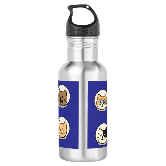 Cute Astronaut Cat Bottle With Name Waterfles (Achterkant)