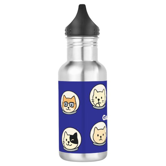 Cute Astronaut Cat Bottle With Name Waterfles (Links)