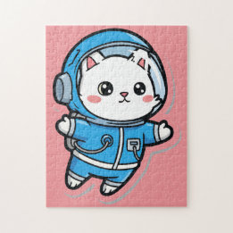 Cute Astronaut Cat Custom Photo Jigsaw Puzzle Legpuzzel