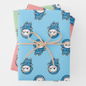 Cute Astronaut Cat Custom Photo Wrapping Paper (In situ)