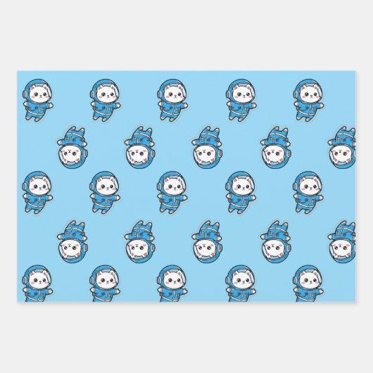 Cute Astronaut Cat Custom Photo Wrapping Paper (Voorkant)
