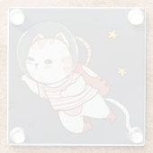 Cute Astronaut Cat Glass Onderzetter (Achterkant)
