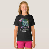 Cute Astronaut Cat in Space met Stars T-Shirt (Voorkant volledig)