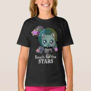Cute Astronaut Cat in Space met Stars T-Shirt