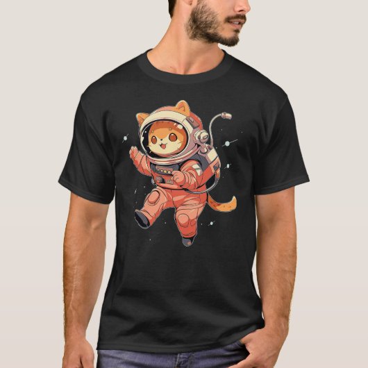 Cute Astronaut Cat in Space Suit Helmet Funny Spac T-shirt (Voorkant)