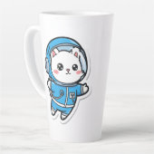 Cute Astronaut Cat Kawaii Latte Mok (Linkerhoek)