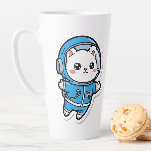 Cute Astronaut Cat Kawaii  Latte Mok (In situ)