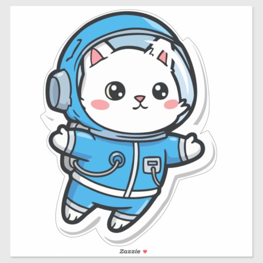 Cute Astronaut Cat Kawaii Sticker 14x14 (Vel)
