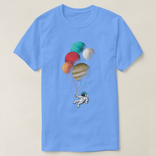 Cute Astronaut Design met Planet Balloons T-shirt (Design voorkant)