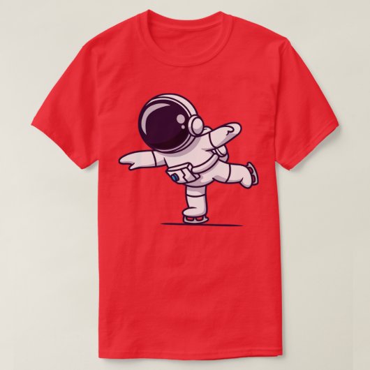 Cute Astronaut die ijsschaatsen speelt T-shirt (Design voorkant)