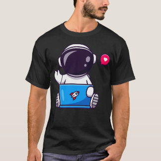 Cute Astronaut die op laptop Cartoon1 werkt T-shirt