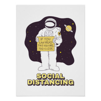 Cute Astronaut Drawing | Funny Space Cartoon Art Perfect Poster