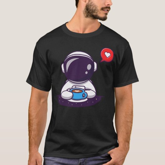 Cute Astronaut Drink koffie T-shirt (Voorkant)