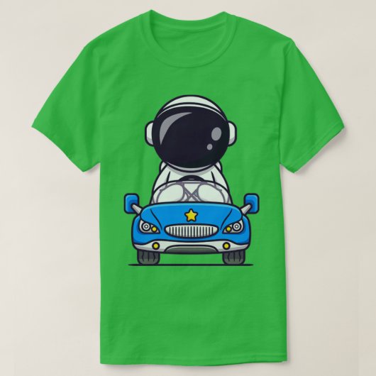 Cute Astronaut Driving Cartoon T-shirt (Design voorkant)
