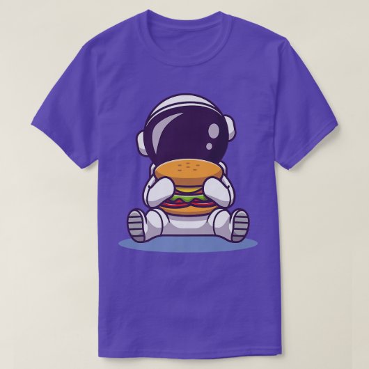 Cute Astronaut Eating Burger Cartoon Space Food T-shirt (Design voorkant)