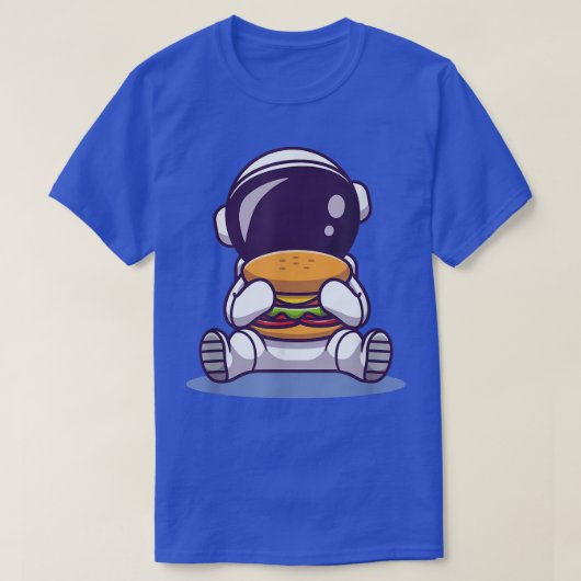 Cute Astronaut Eating Burger Cartoon Space Food T- T-shirt (Design voorkant)