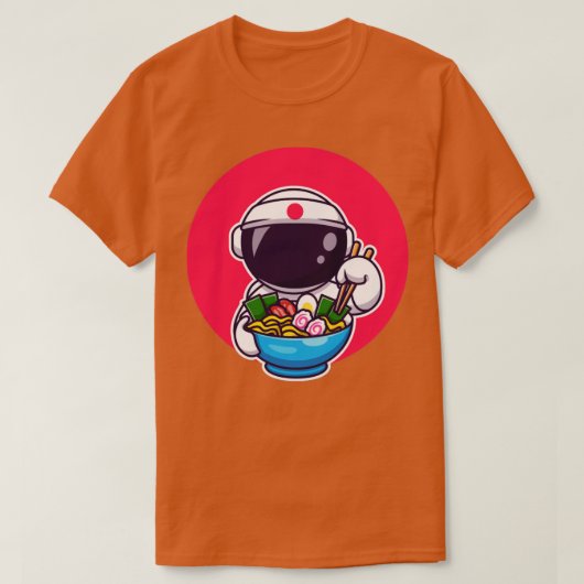 Cute Astronaut Eating Ramen T-shirt (Design voorkant)
