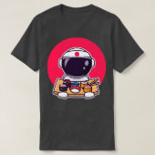 Cute Astronaut Eating Sushi T-shirt (Design voorkant)
