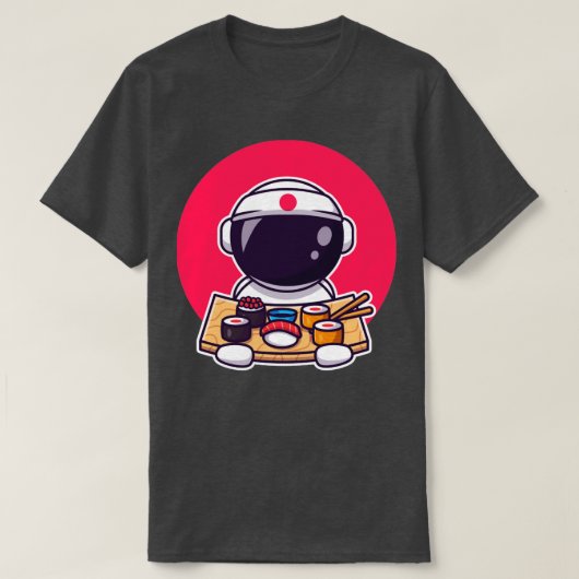 Cute Astronaut Eating Sushi T-shirt (Design voorkant)