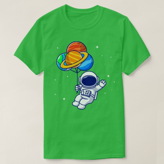 Cute Astronaut Floating with Planet ballons in SP T-shirt (Design voorkant)