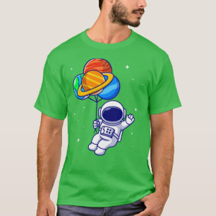 Cute Astronaut Floating with Planet ballons in SP T-shirt