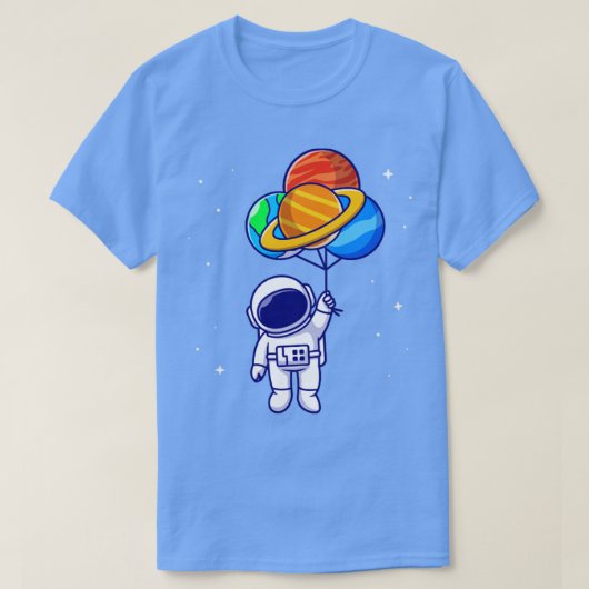 Cute Astronaut Floating with Planet ballons in SP T-shirt (Design voorkant)