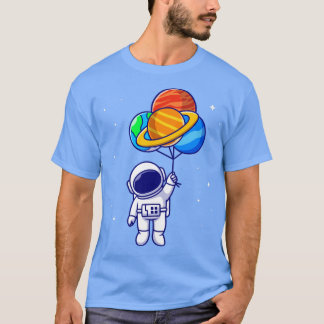 Cute Astronaut Floating with Planet ballons in SP T-shirt
