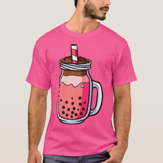 Cute astronaut holding boba milk tea 3 t-shirt