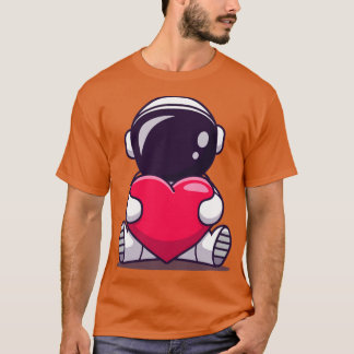 Cute Astronaut Holding Heart Love T-shirt