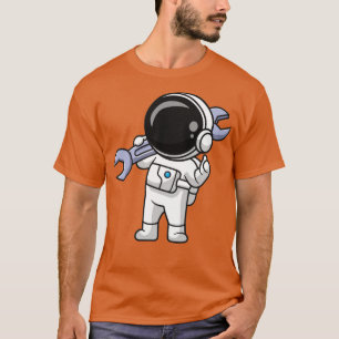Cute Astronaut Holding Wfranse Cartoon T-shirt