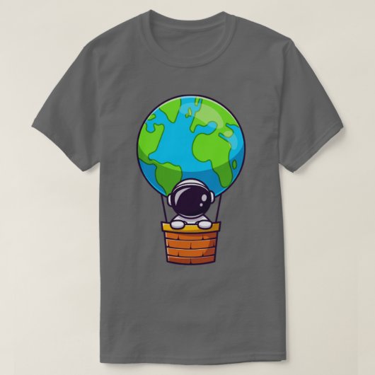 Cute Astronaut in Hot Air Balloon Earth T-shirt (Design voorkant)