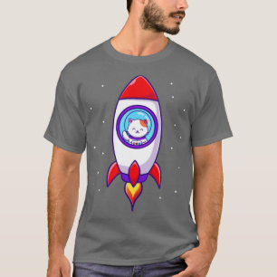 Cute Astronaut Kat vliegt in de Cartoon van rakett T-shirt