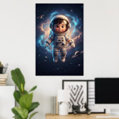 Cute Astronaut Kid | Space Adventure Art Poster (Thuiskantoor)
