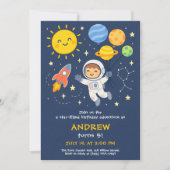 Cute Astronaut Kids Birthday Card Kaart (Voorkant)